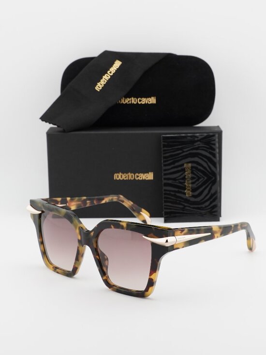 Roberto Cavalli Accessories - Roberto Cavalli SRC002M 0AGG Square Sunglasses - Havana / Brown